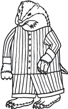 Desenho de Texugo Usando Pijama para Colorir