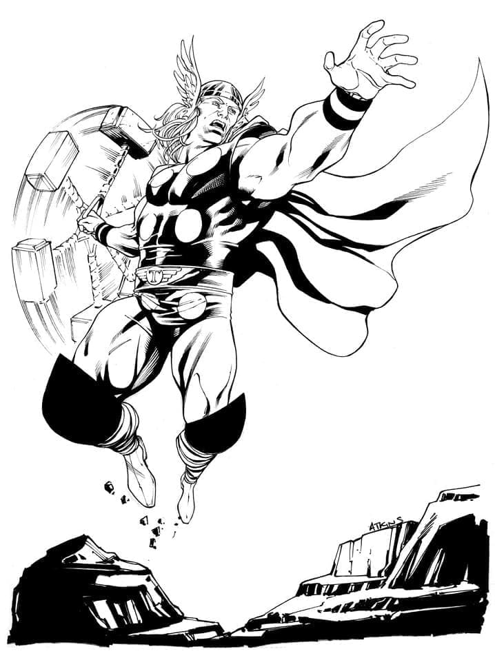 Desenho de Deus do Trovão Thor para Colorir