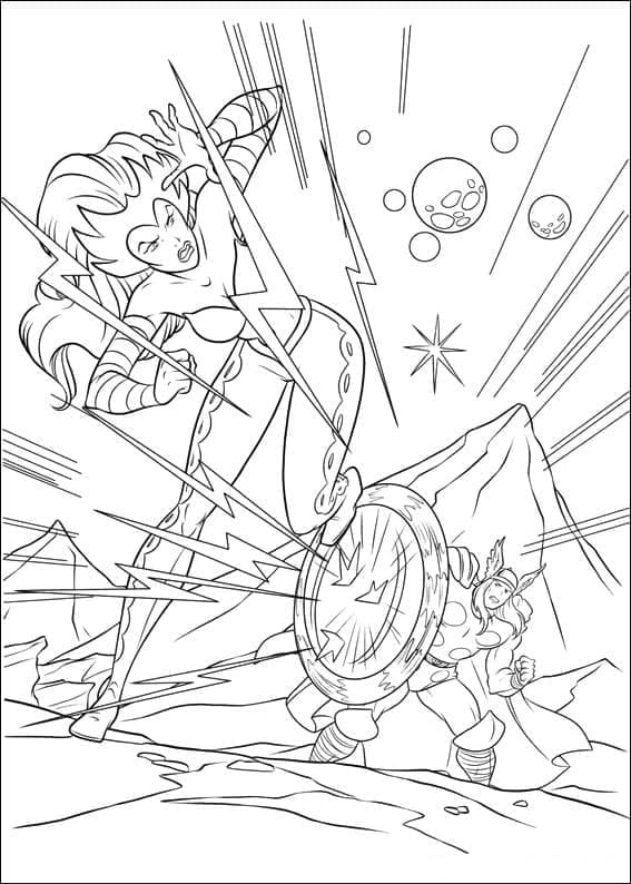 Desenho de Hela Vs Thor para Colorir