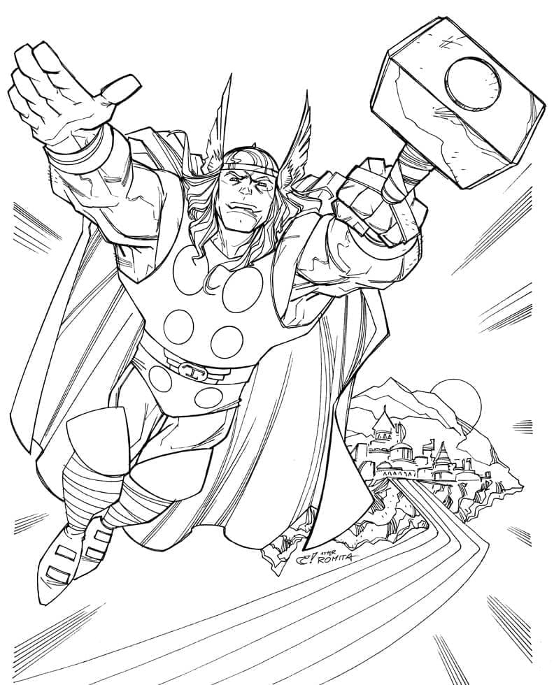 Desenho de Marvel Thor para Colorir