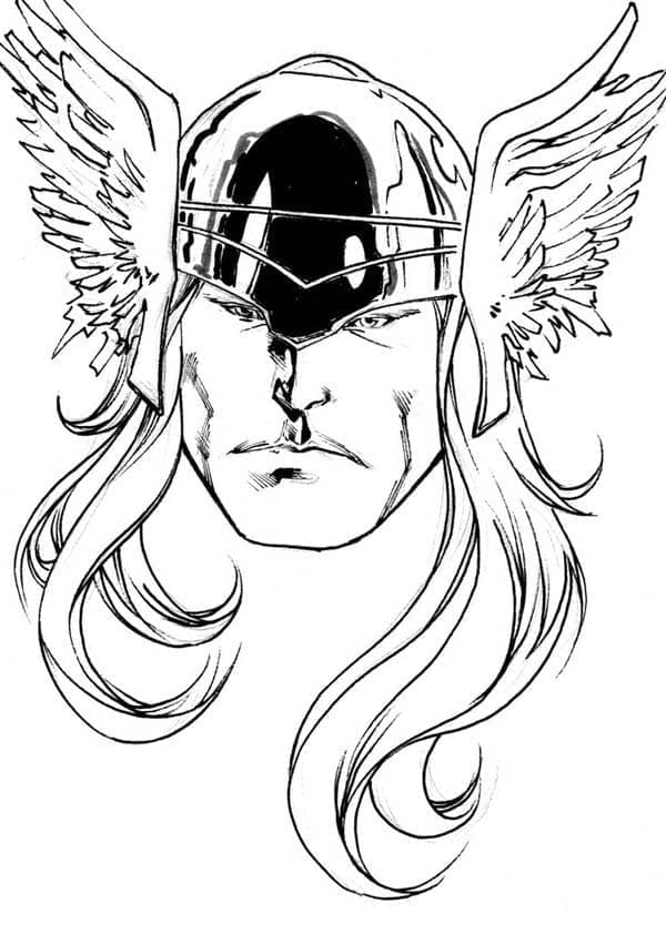 Desenho de o Rosto de Thor para Colorir