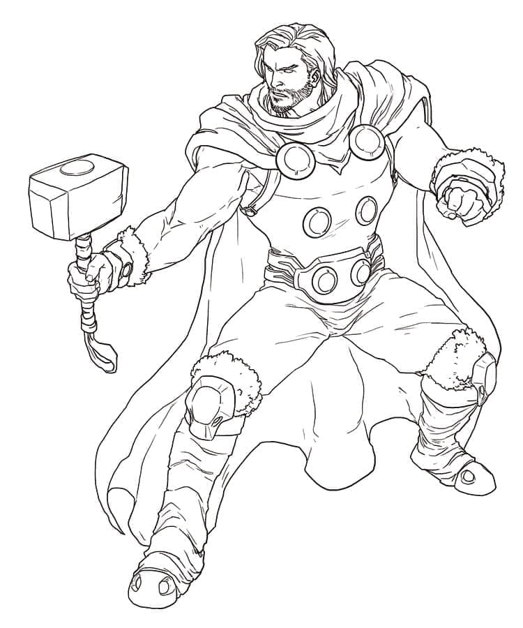 Desenho de Super Herói da Marvel Thor para Colorir