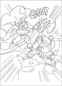 Desenho de Thor Lutando para Colorir