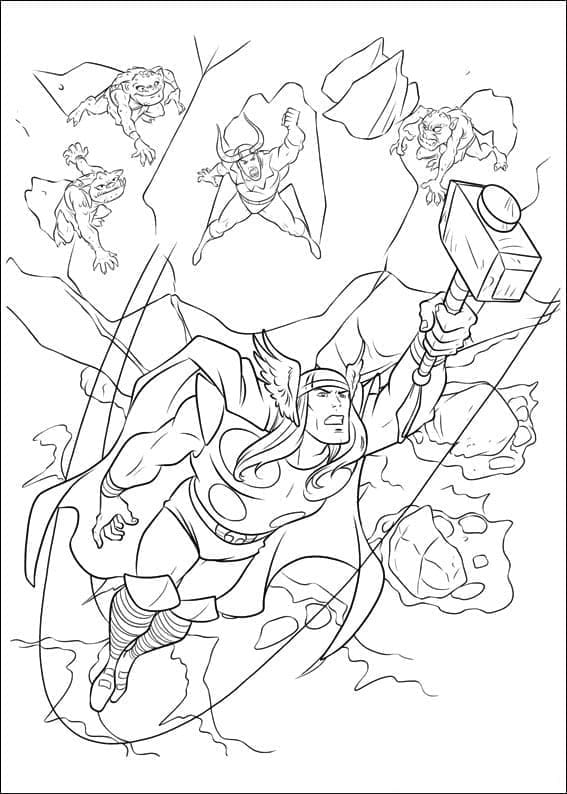 Desenho de Thor Poderoso para Colorir
