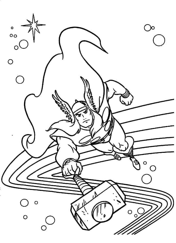 Desenho de Thor de os Vingadores para Colorir