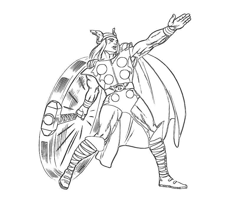 Desenho de Thor de Vingadores para Colorir