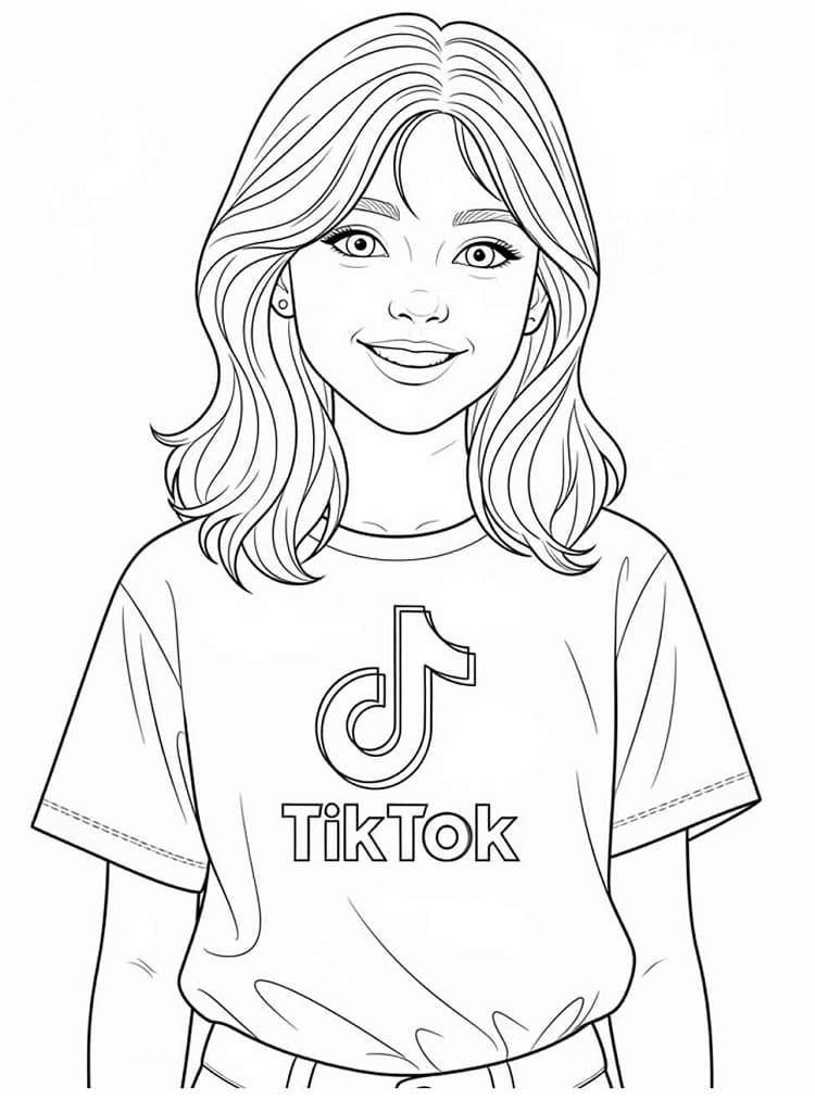 Desenho de Garota do Tiktok para Colorir