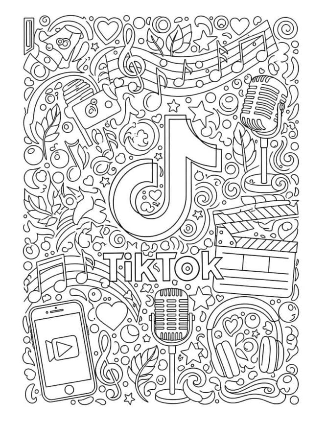 Desenho de Imprimivel Grátis Tiktok para Colorir
