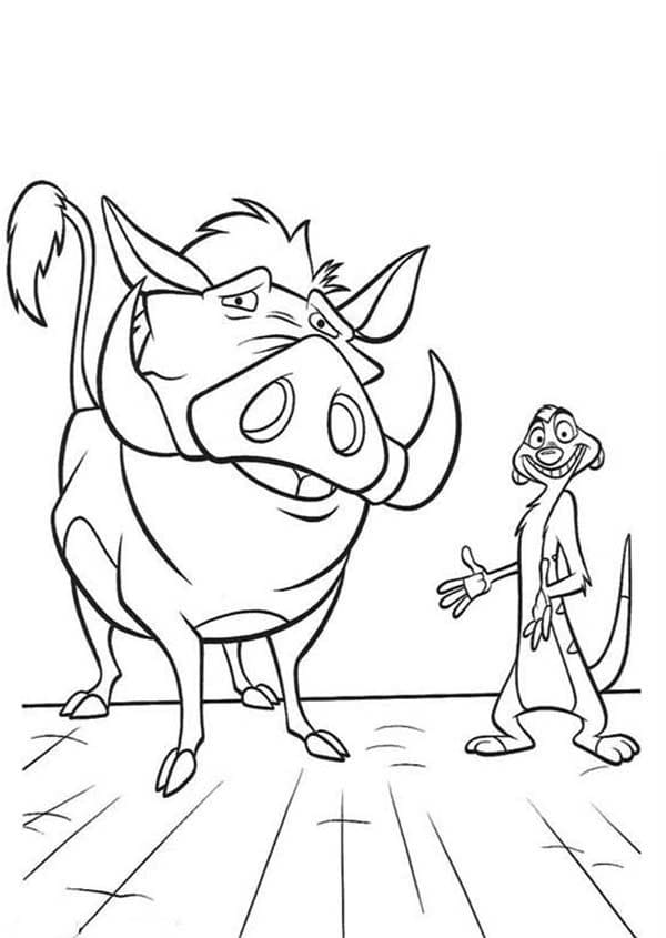 Desenho de Disney Timão e Pumba para Colorir