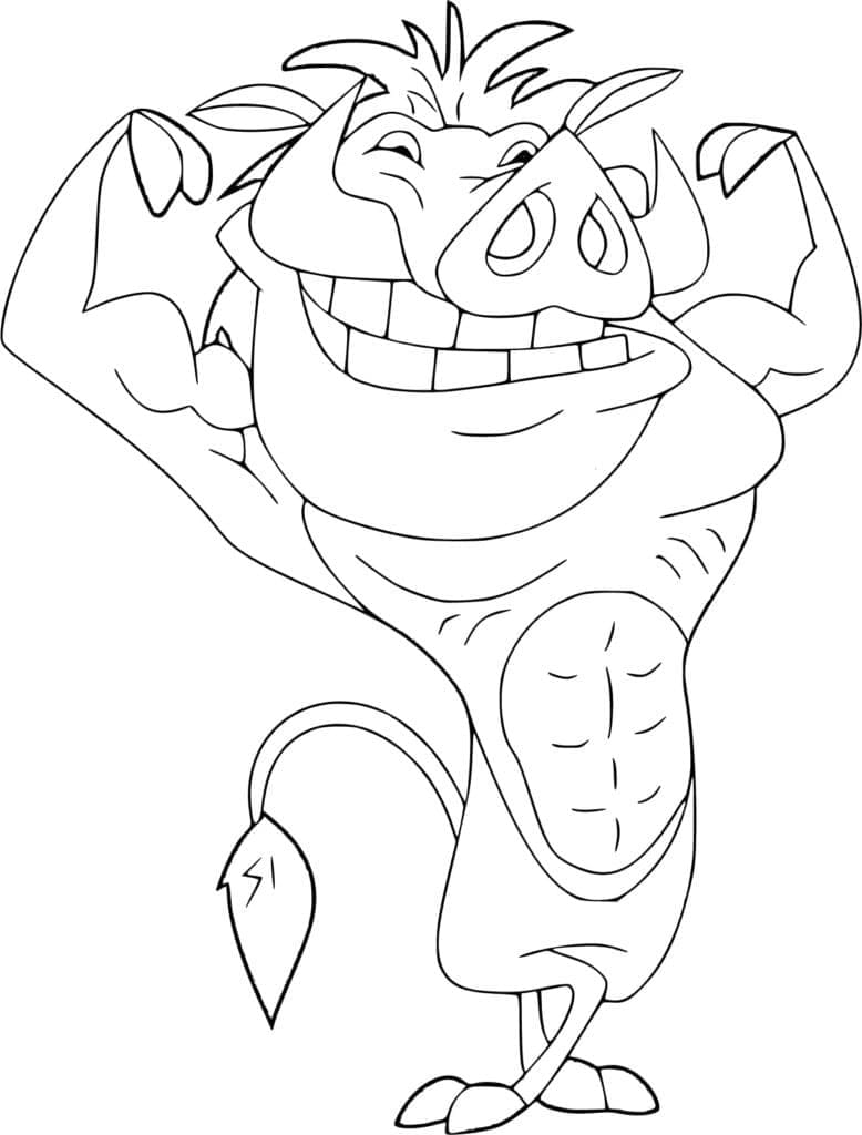 Desenho de Pumba Forte para Colorir