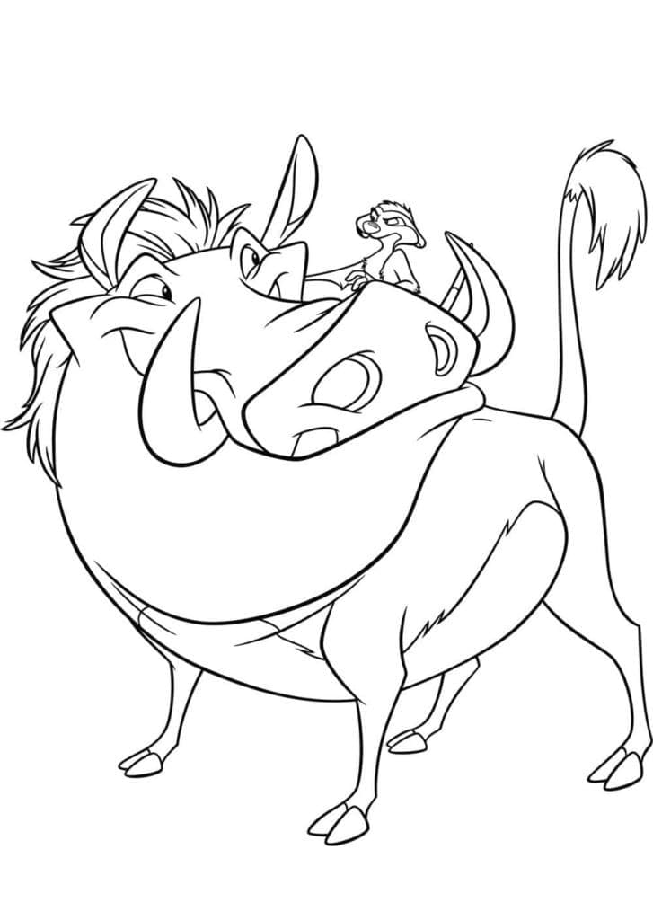Desenho de Timão e Pumba Fofos para Colorir