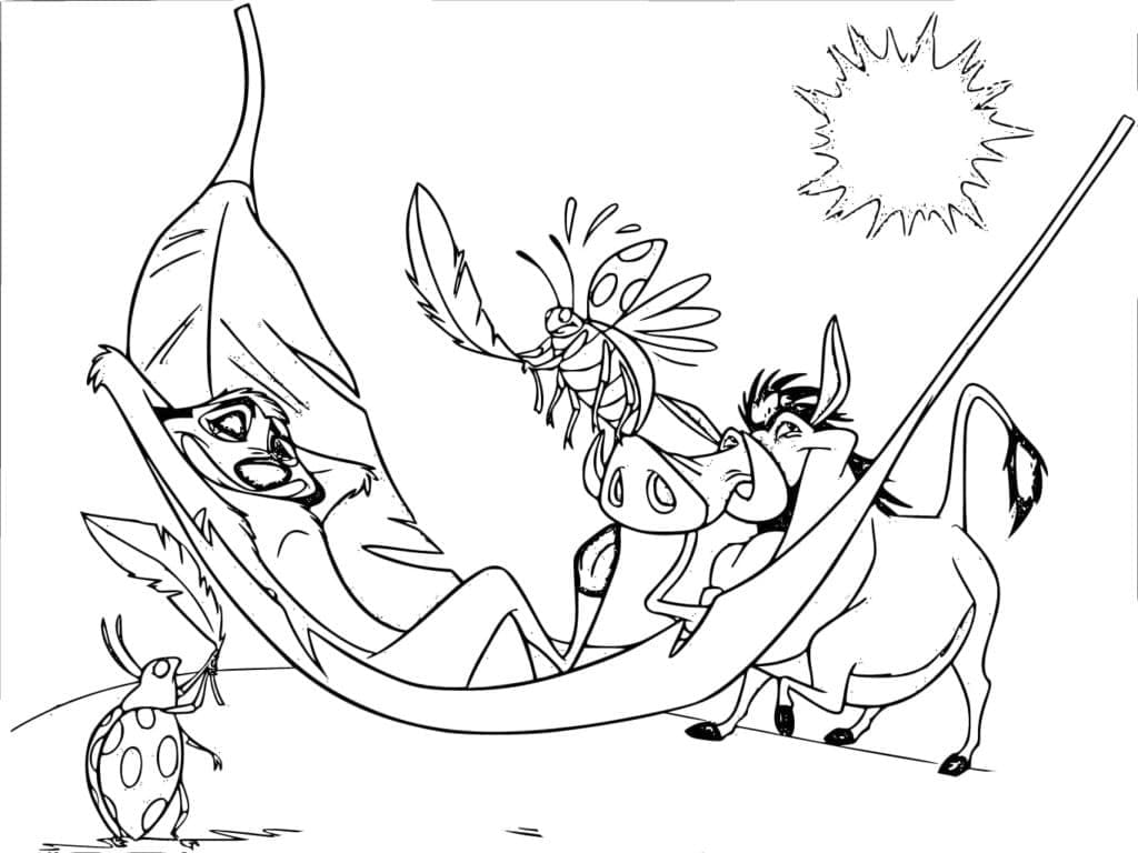 Desenho de Timão e Pumba Grátis para Colorir