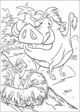 Desenho de timão e Pumba para crianças para Colorir