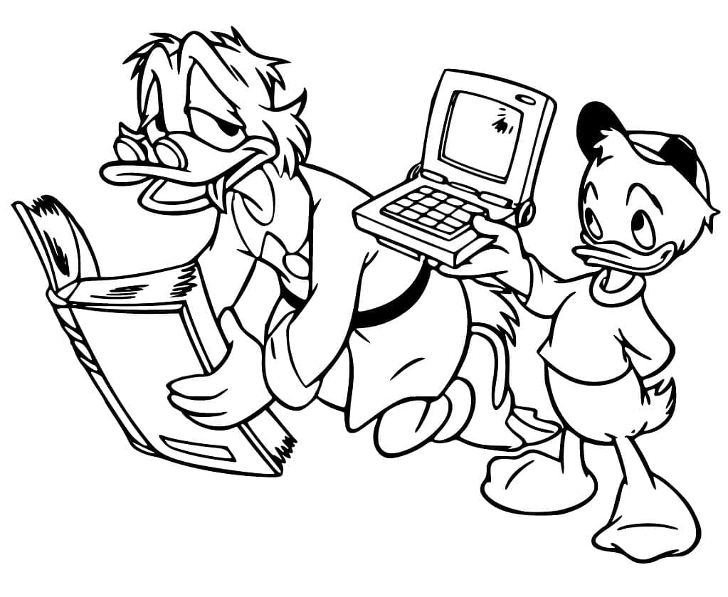 Desenho de Huey e Tio Patinhas para Colorir