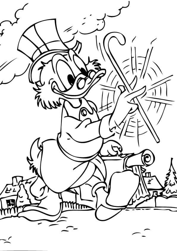 Desenho de Tio Patinhas Andando para Colorir