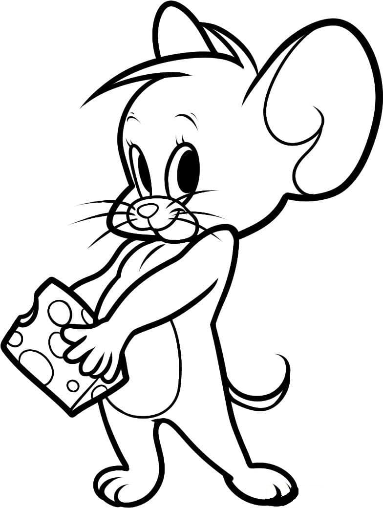 Desenho de Jerry Comendo Queijo Grátis Download para Colorir