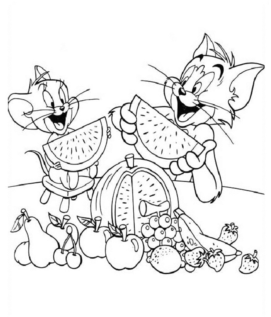 Desenho de Tom e Jerry Download para Imprimir e Colorir