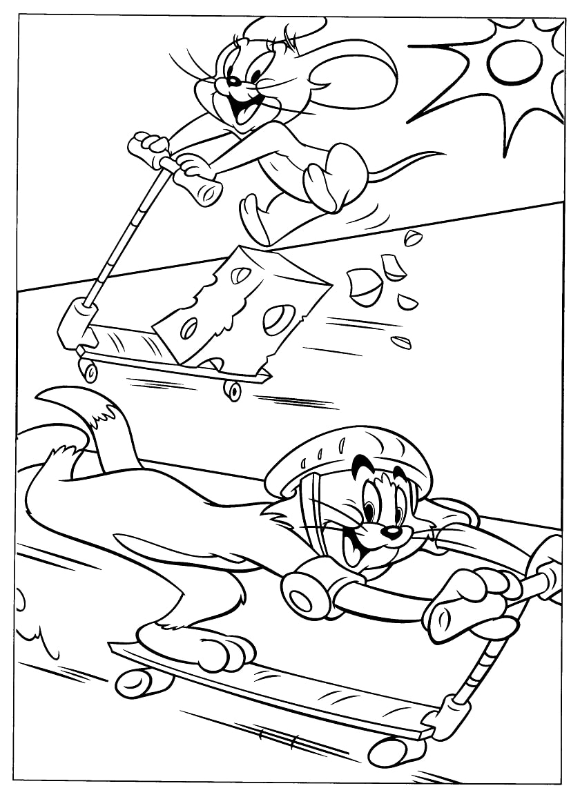Desenho de Tom e Jerry para Colorir Fácil Pdf