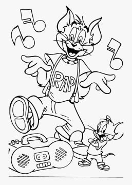 Desenho de Tom e Jerry Pdf Imprimível para Colorir