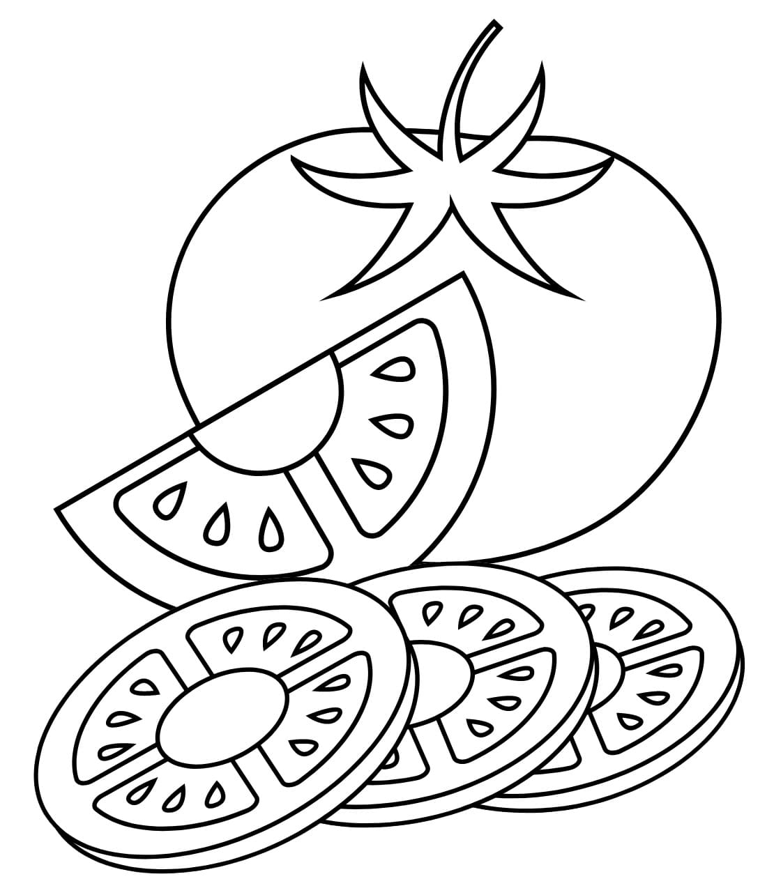 Desenho de Tomate Básico para Colorir