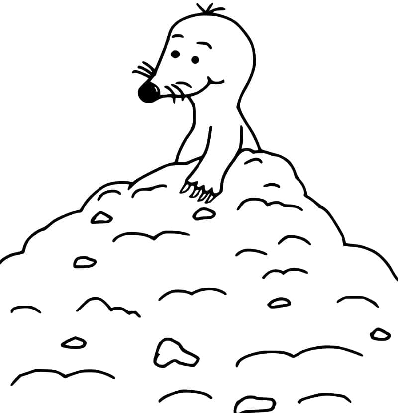 Desenho de Toupeira Sorridente para Colorir