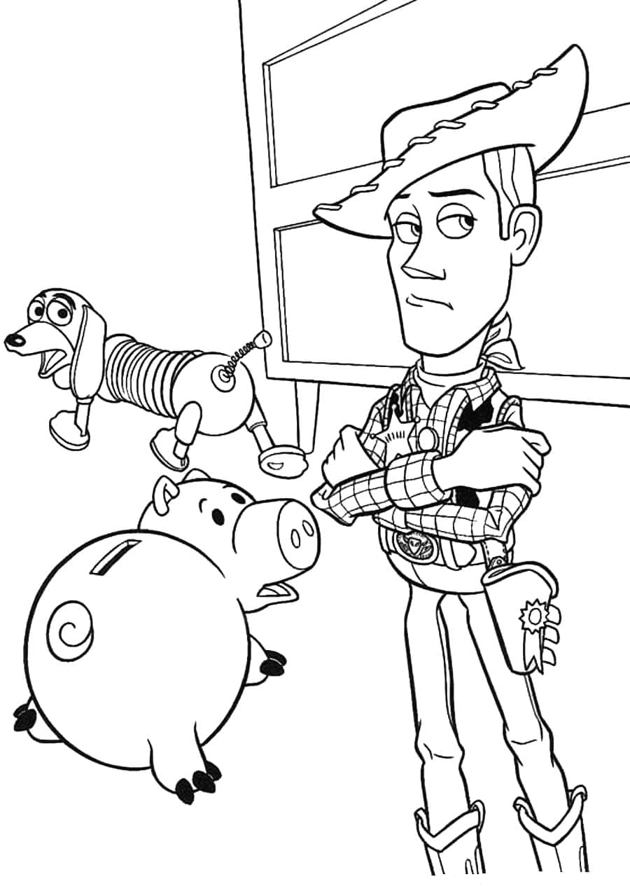 Desenho de Animais Assustados em Toy Story para Colorir