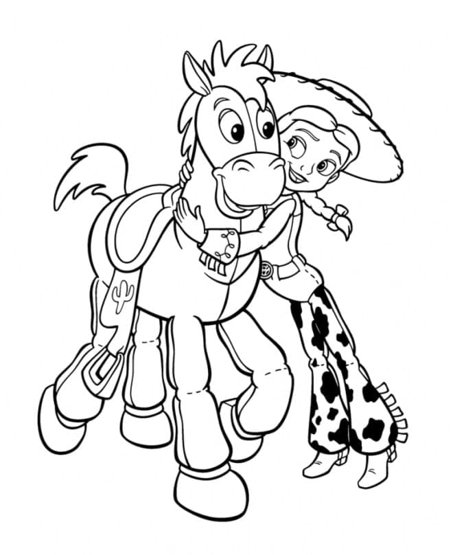 Desenho de Bullseye e Jessie de Toy Story para Colorir