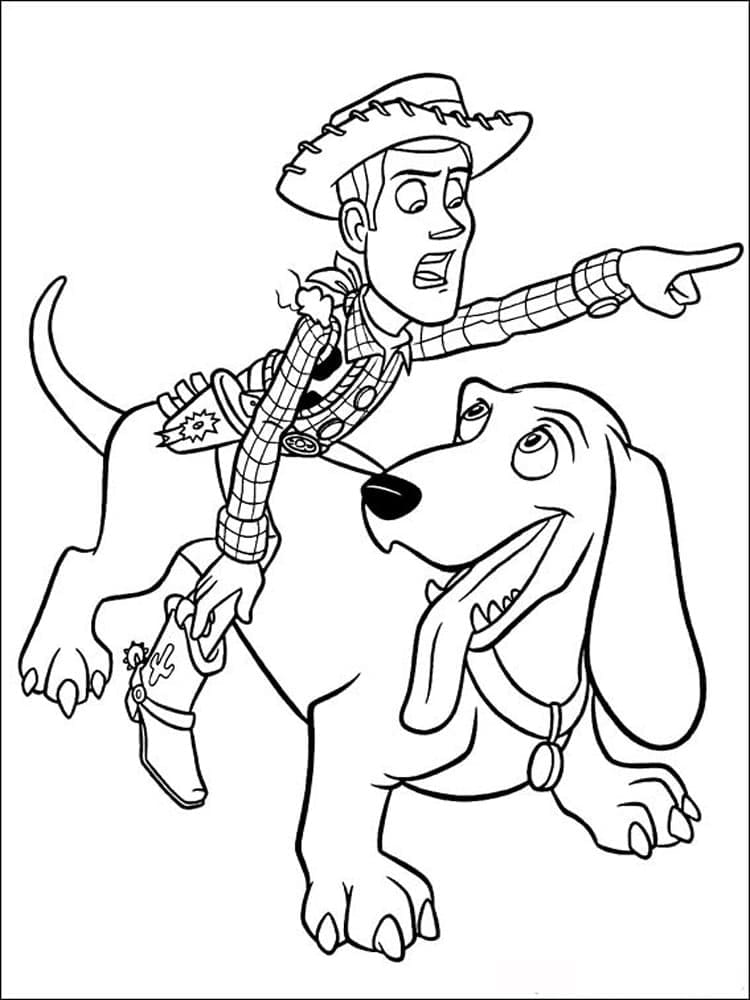 Desenho de Buster e Woody Toy Story para Colorir
