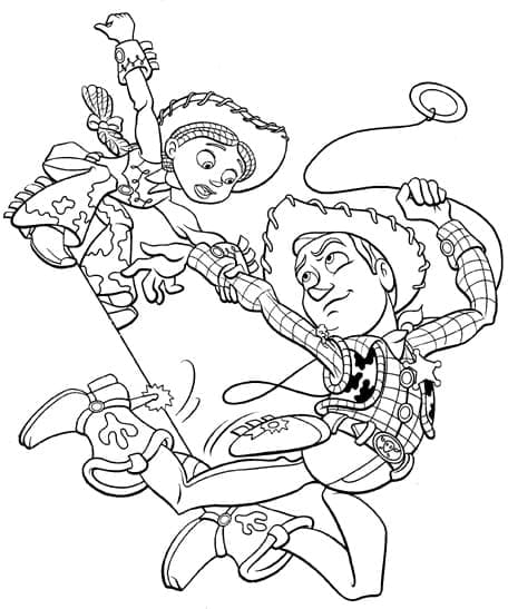Desenho de Jessie e Woody Toy Story para Colorir