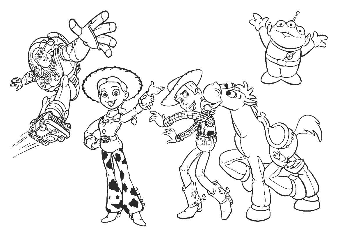 Desenho de Personagens de Toy Story para Colorir