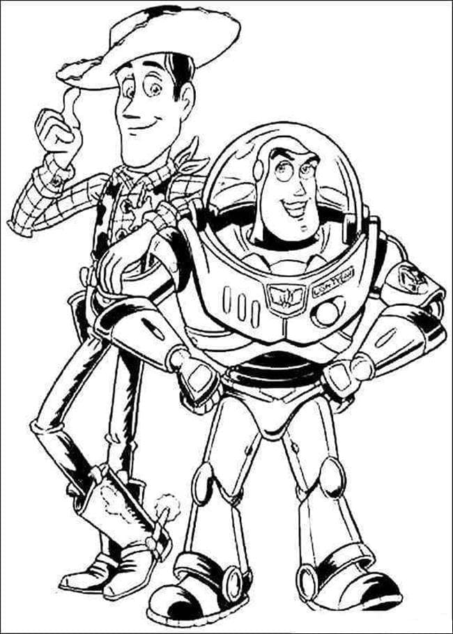 Desenho de Woody e Buzz Toy Story para Colorir