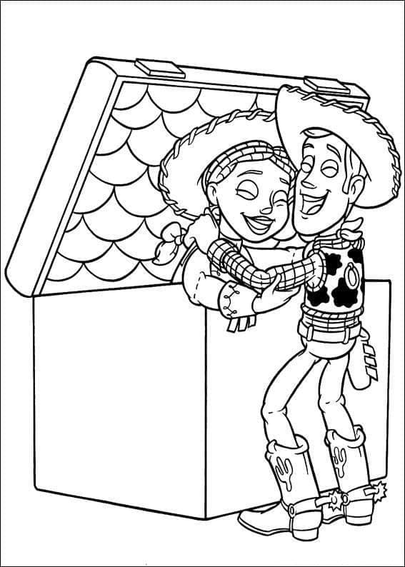 Desenho de Woody e Jessie Toy Story para Colorir