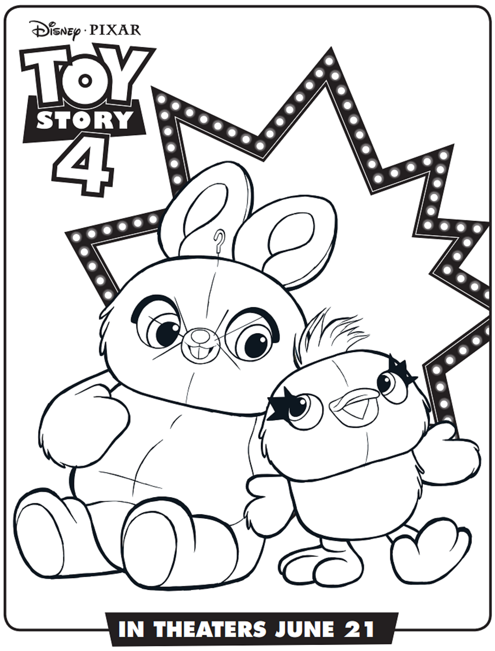 Desenho de Duckye Bunny Toy Story 4 para Colorir