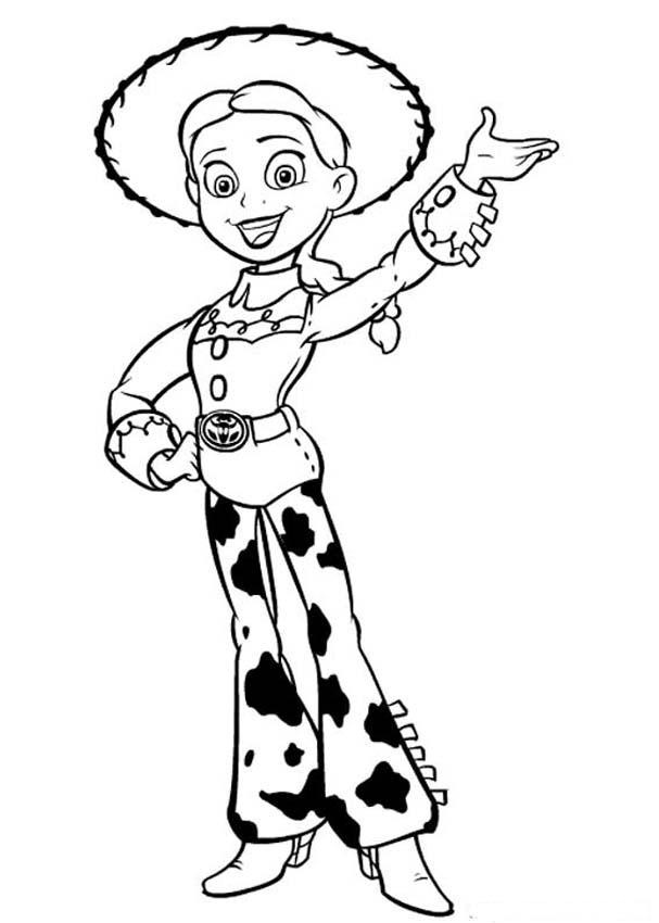 Desenho de Jessie Feliz Toy Story para Colorir