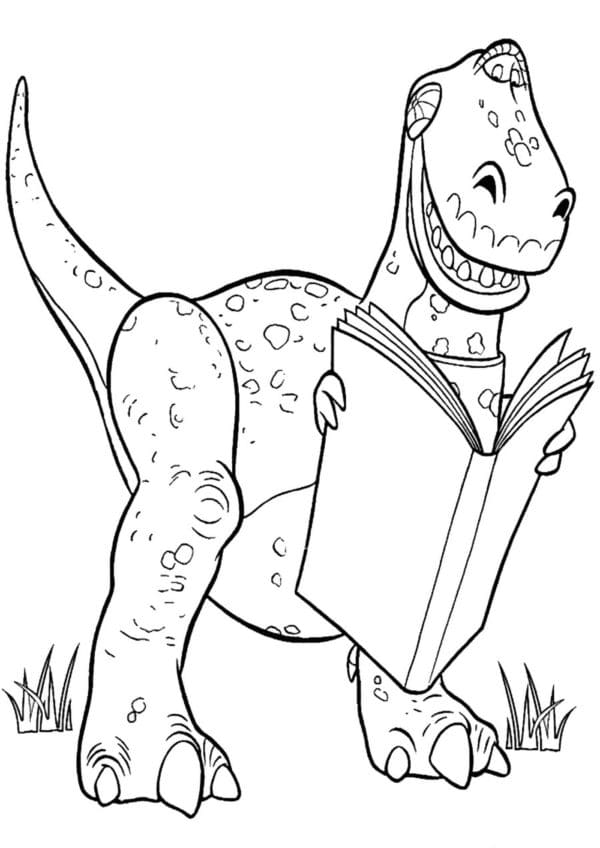 Desenho de Rex Está Lendo Toy Story para Colorir