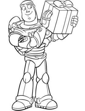Desenho do Buzz Lightyear com Presente Story para Colorir