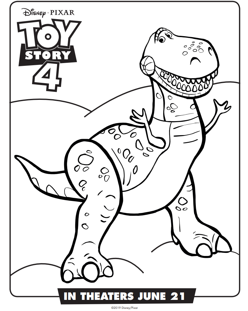 Desenho do Dinossauro Rex Toy Story 4 para Colorir