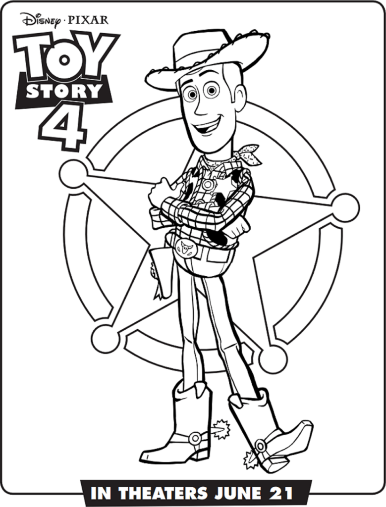 Desenho do Woody Toy Story 4 para Colorir
