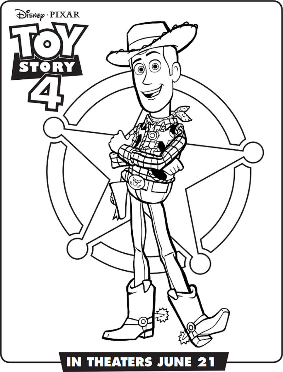Desenho do Woody Toy Story 4 para Colorir