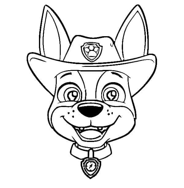 Desenho de Cara de Tracker Patrulhá Canina para Colorir