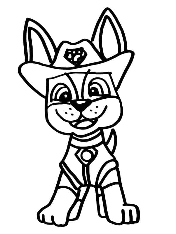 Desenho de Tracker Patrulhá Canina Feliz para Colorir