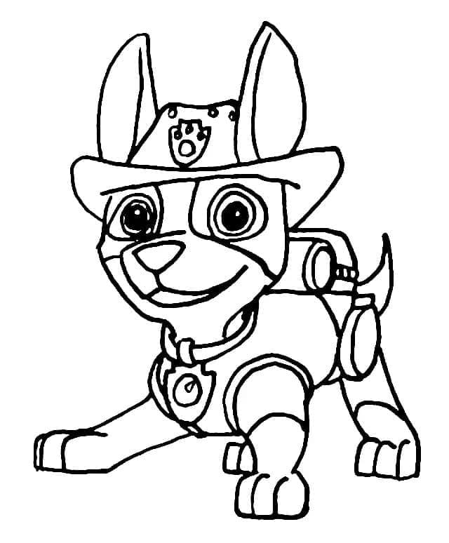 Desenho de Tracker Patrulhá Canina Fofo para Colorir