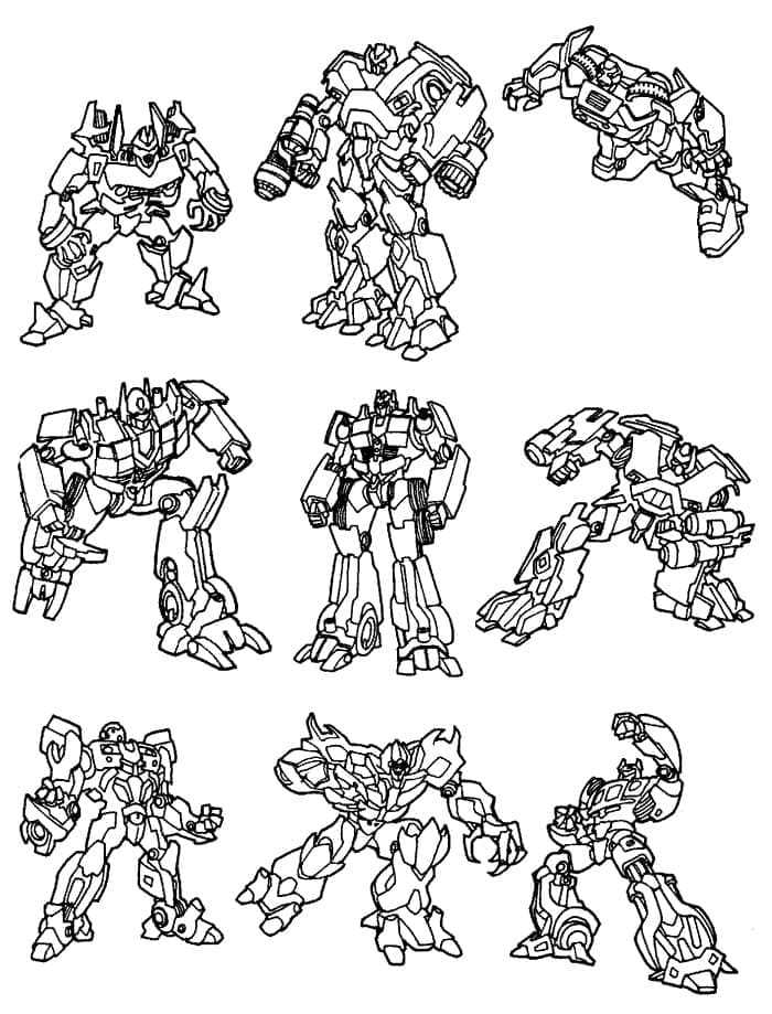 Desenho de Personagens de Transformers para Colorir