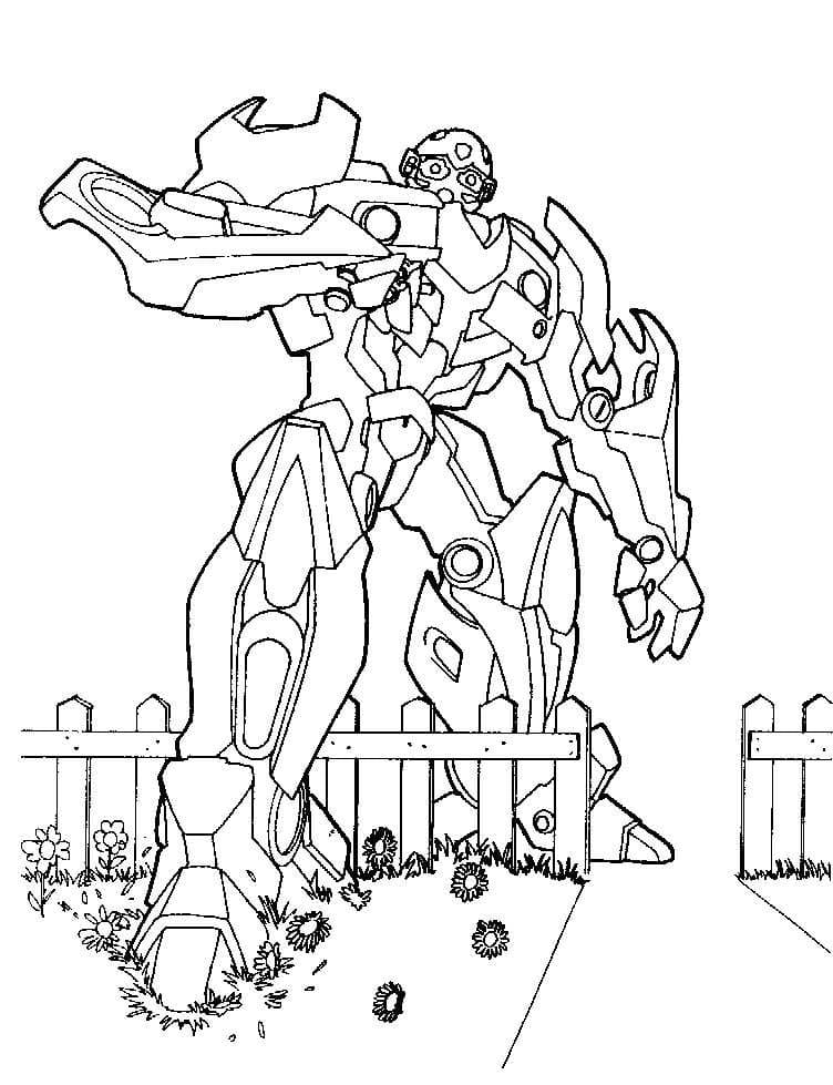 Desenho do Bumblebee Pisando no Jardim para Colorir
