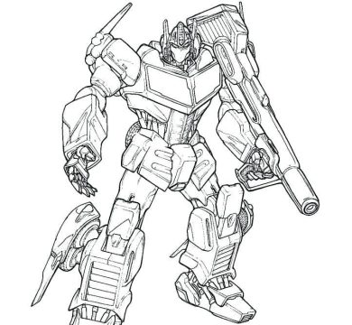 Desenho Optimus com armá para Colorir
