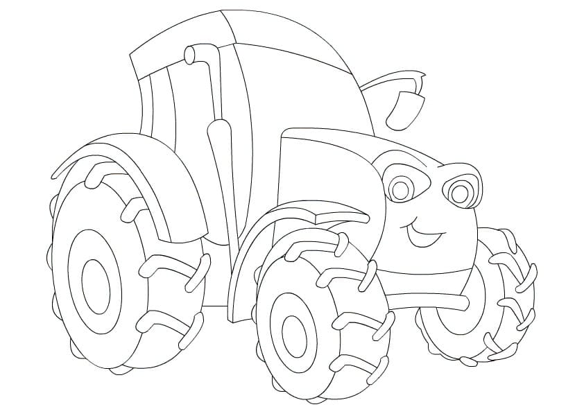 Desenho de Trator Animado para Colorir