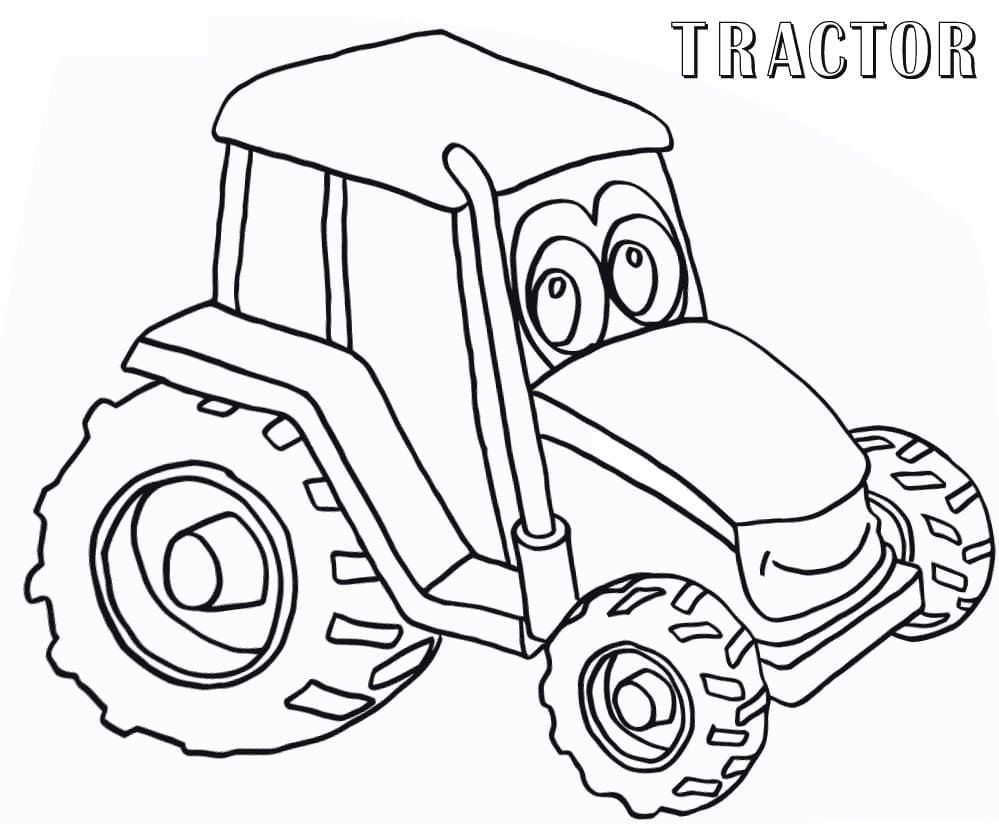 Desenho de Trator Feliz para Colorir