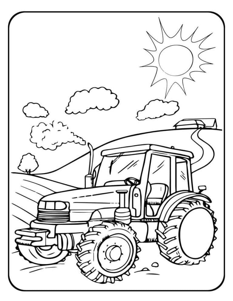 Desenho de Trator Grátis para Crianças para Colorir