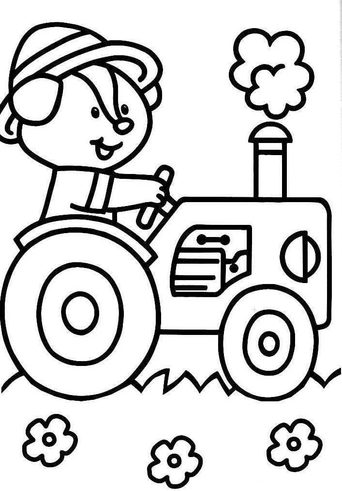 Desenho de Trator Imprimivel para Crianças para Colorir