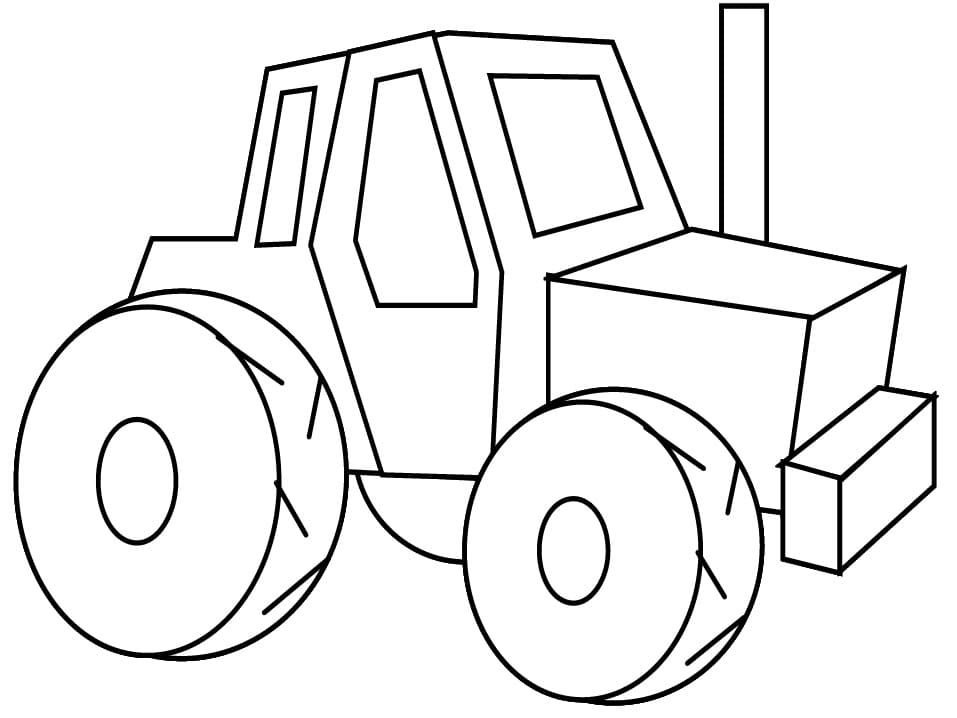 Desenho de um Trator Simples para Colorir